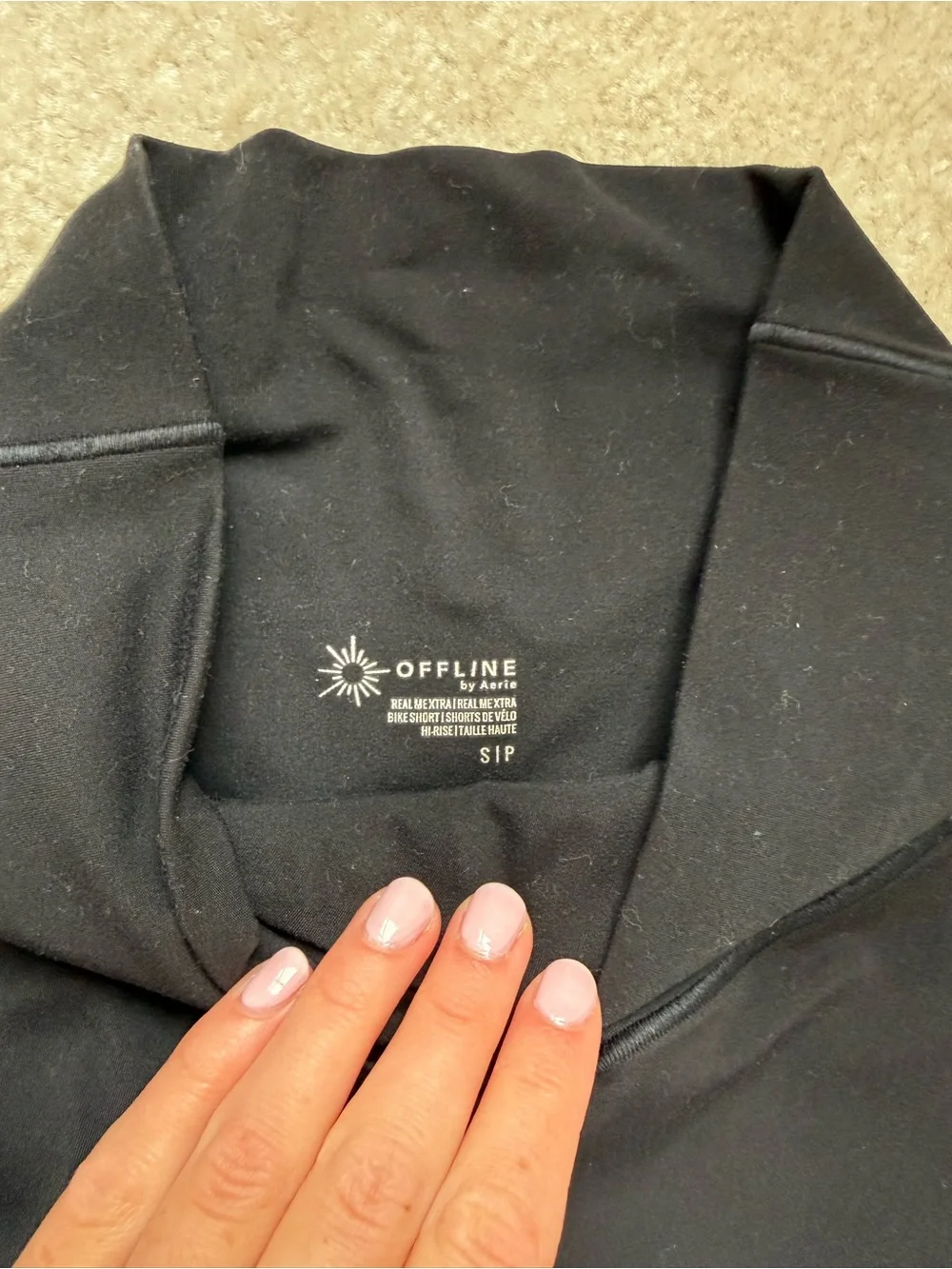 aerie Black High-Rise Crossover Bike Shorts with Pockets